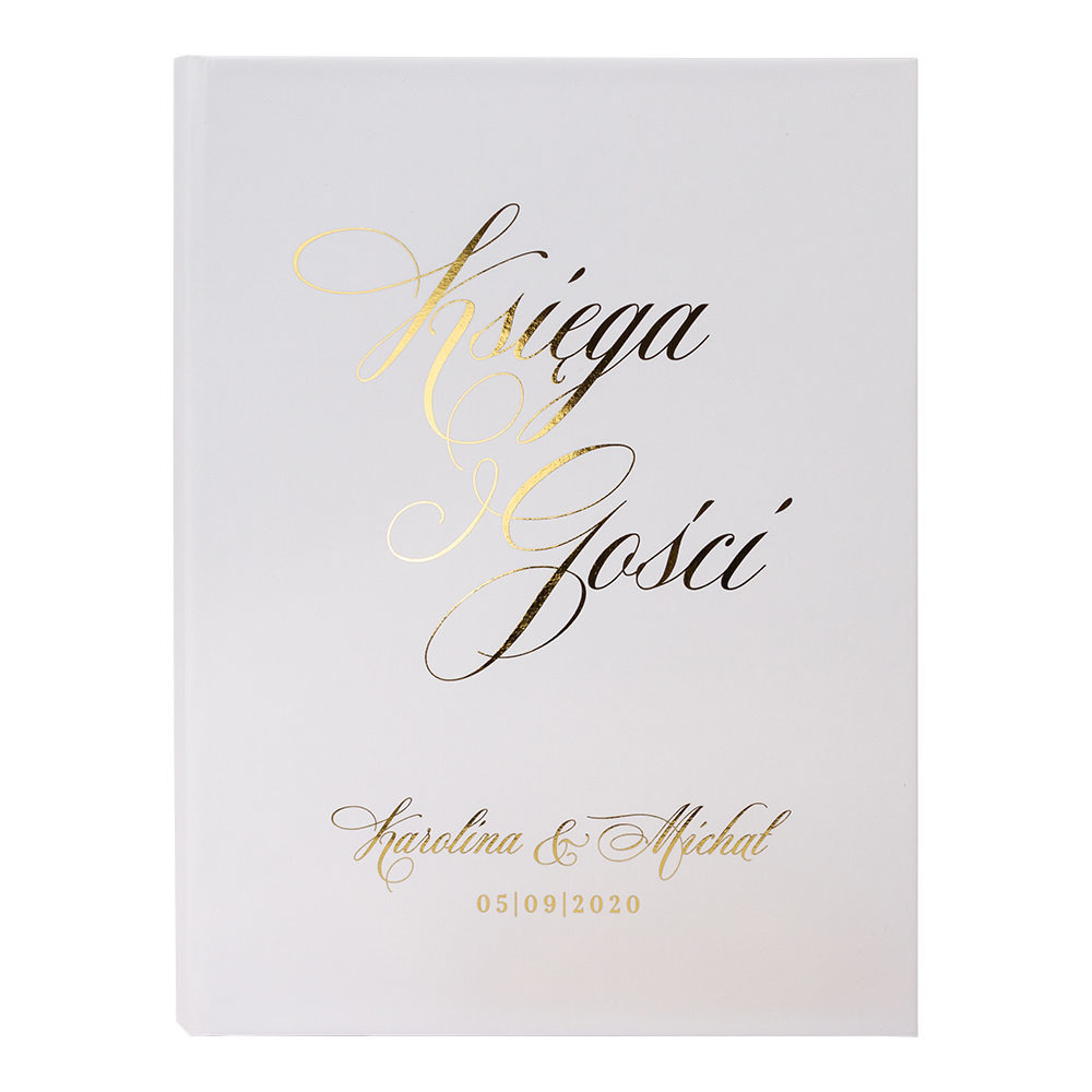 Księga gości złocona biała