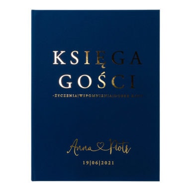 Księga gości złocona blue niebieska