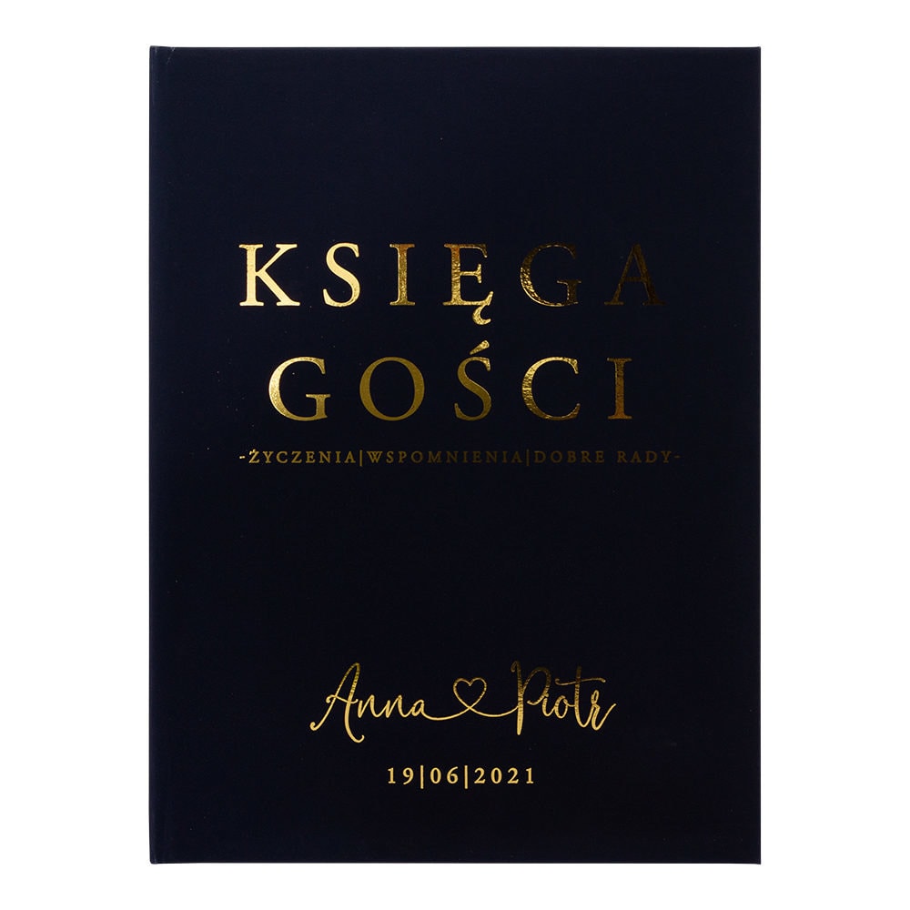 Księga gości złocona dark blue granatowa