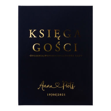 Księga gości złocona dark blue granatowa