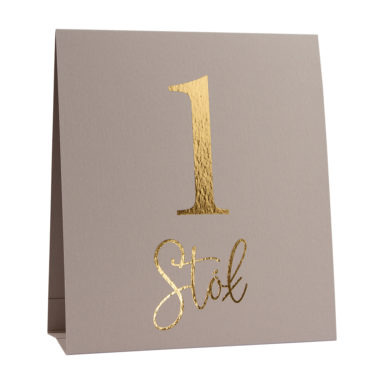 Numer na stół złocony cobblestone szary