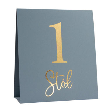 Numer na stół złocony steel dusty blue