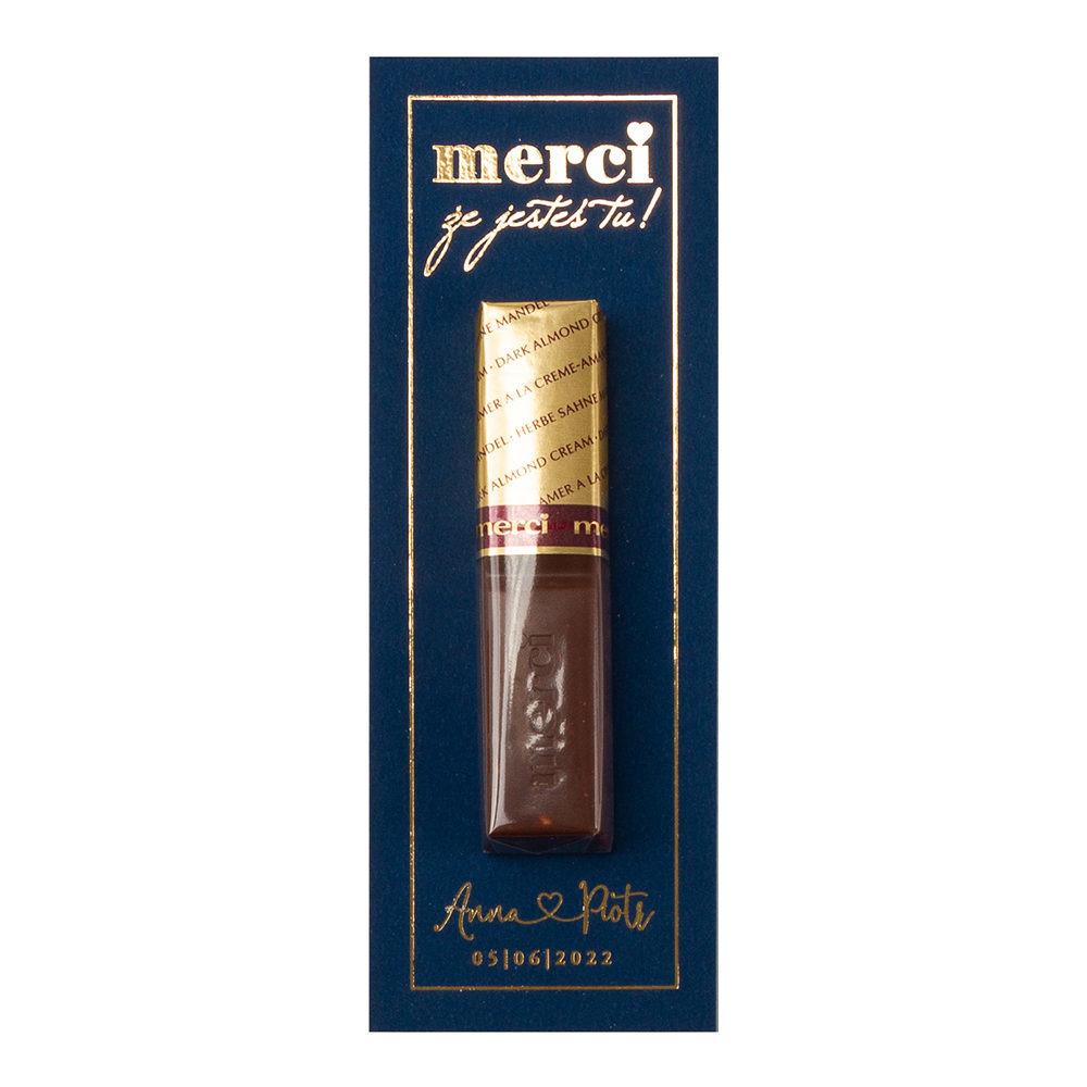 Podziękowanie Merci złocone blue niebieskie