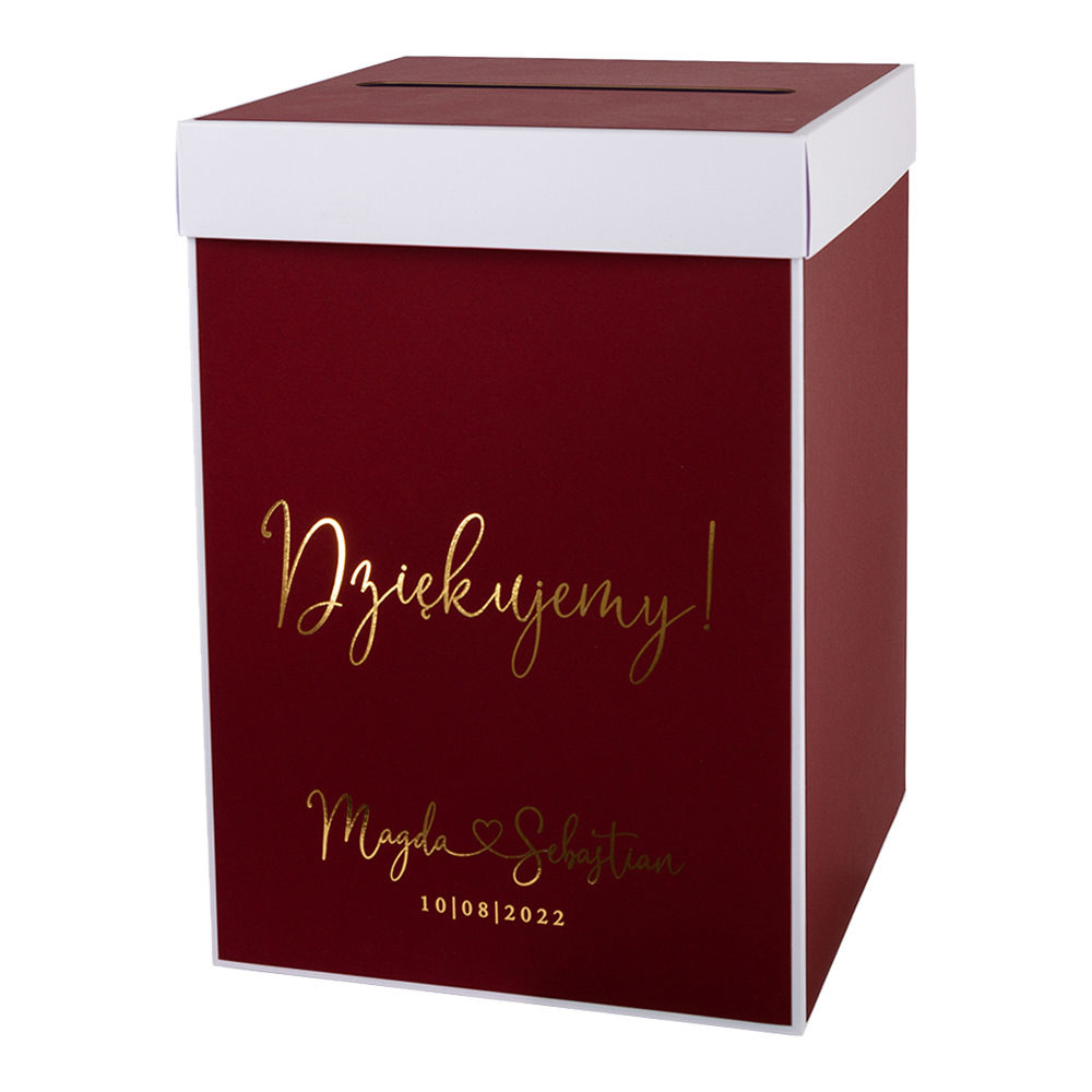 Pudełko na koperty złocone bordeaux bordowe