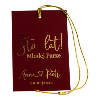 Zawieszka na alkohol ze złoceniem bordeaux bordowa