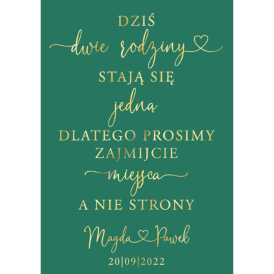 Tablica „Zajmijcie miejsca a nie strony” w3 ze złoconymi napisami, kolory do wyboru