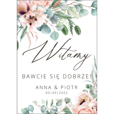 Tablica powitalna Misty Peach, rozmiar do wyboru