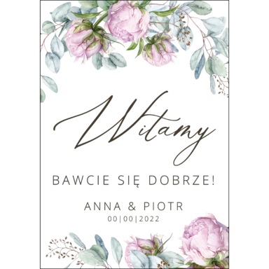 Tablica powitalna Misty Peony, rozmiar do wyboru