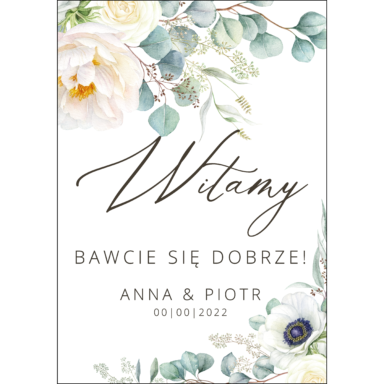 Tablica powitalna Misty White, rozmiar do wyboru