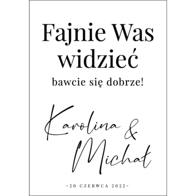 Tablica powitalna typograficzna, rozmiar do wyboru w1