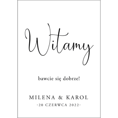 Tablica powitalna typograficzna, rozmiar do wyboru w2