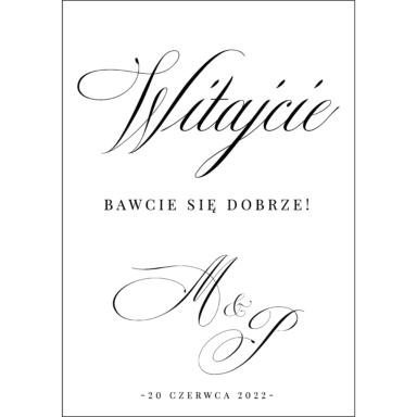 Tablica powitalna typograficzna, rozmiar do wyboru w4