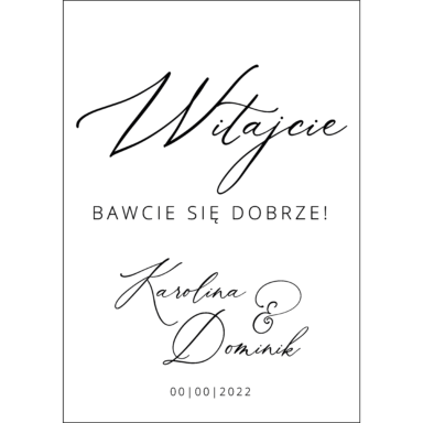 Tablica powitalna typograficzna, rozmiar do wyboru w5