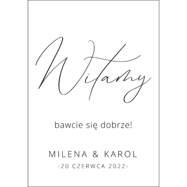 Tablica powitalna typograficzna, rozmiar do wyboru w6