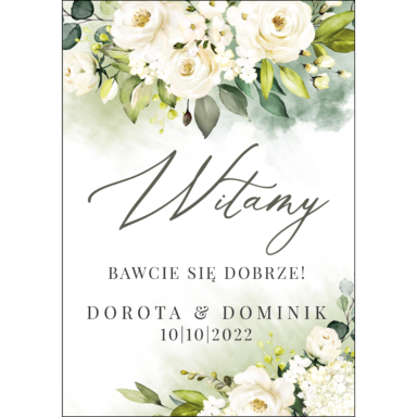Tablica powitalna zielone kwiaty, rozmiar do wyboru