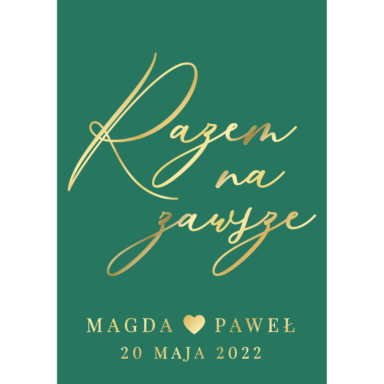 Tablica powitalna w19 ze złoconymi napisami, kolory do wyboru