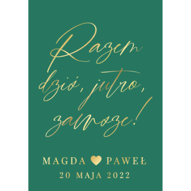 Tablica powitalna w21 ze złoconymi napisami, kolory do wyboru