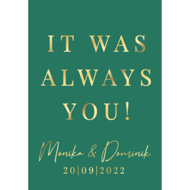 Tablica powitalna w26 ze złoconymi napisami, kolory do wyboru