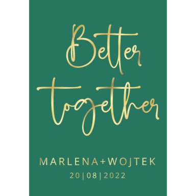 Tablica powitalna w3 ze złoconymi napisami, kolory do wyboru