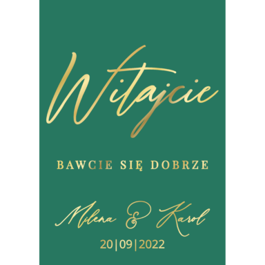Tablica powitalna w6 ze złoconymi napisami, kolory do wyboru