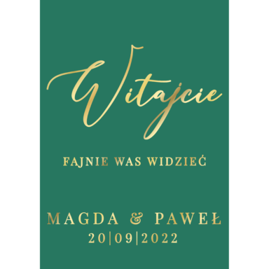 Tablica powitalna w9 ze złoconymi napisami, kolory do wyboru