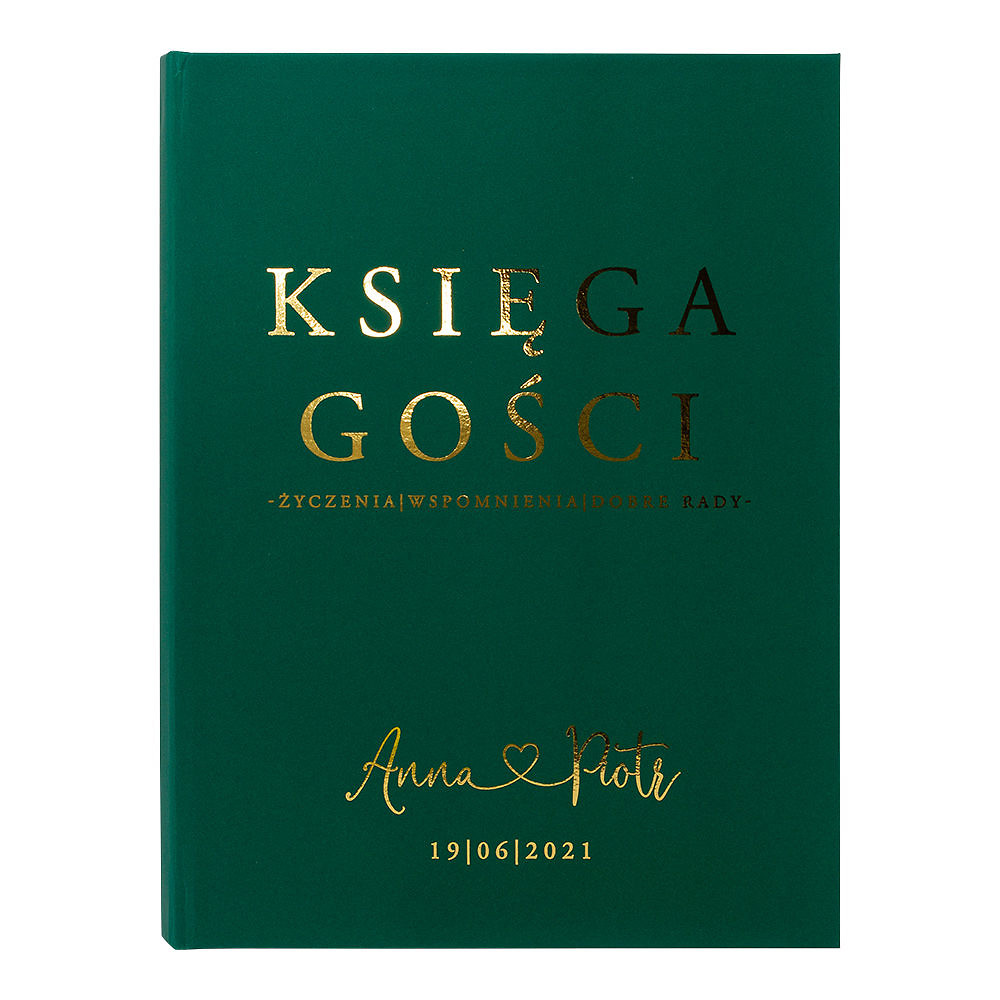 Księga gości złocona english green butelkowa zieleń