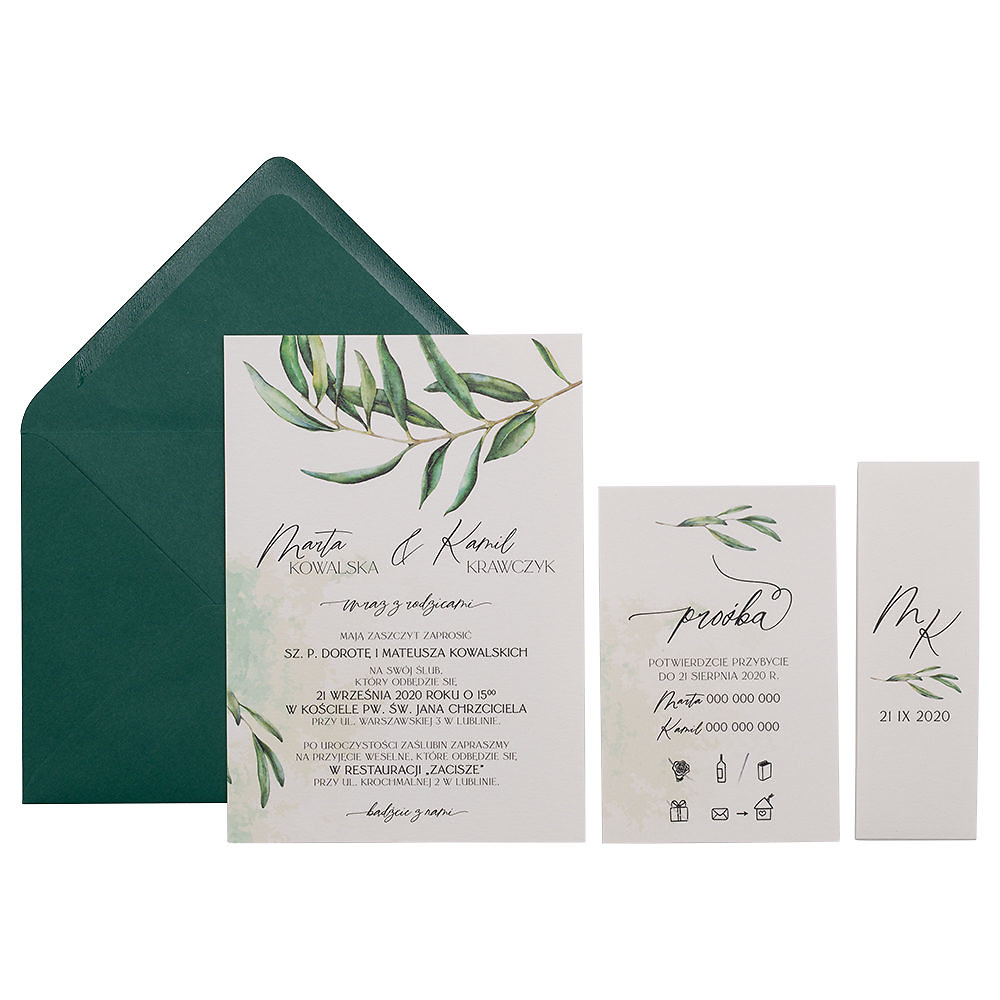 Zaproszenia ślubne Green Blush