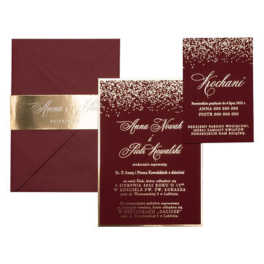 Zaproszenia ślubne Bordeaux Sparkle