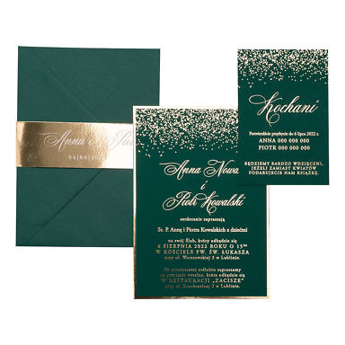 Zaproszenia ślubne English green Sparkle