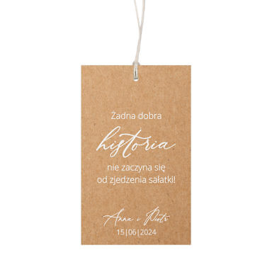 Zawieszka na alkohol biały druk eko kraft