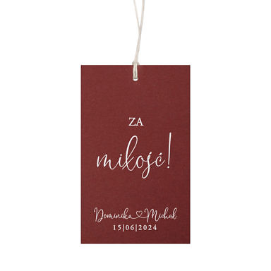 Zawieszka na alkohol biały druk bordeaux