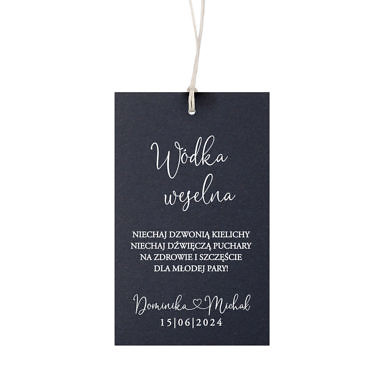 Zawieszka na alkohol biały druk dark blue