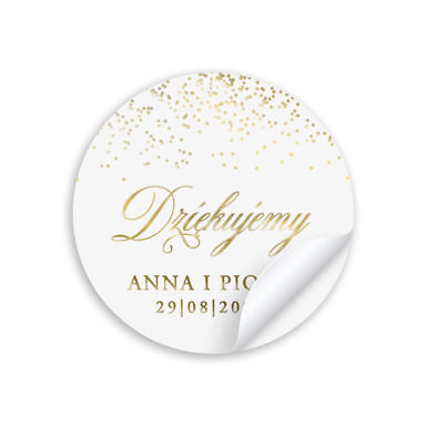 Naklejki na pudełko na ciasto okrągłe, papierowe ze złoceniem metalicznym