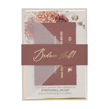 Zaproszenia ślubne Misty w44 rosebud marsala