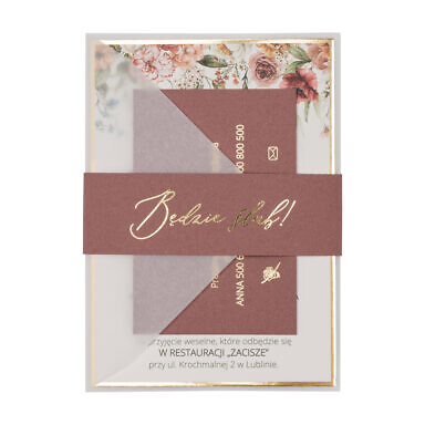 Zaproszenia ślubne Misty w54 rosebud marsala