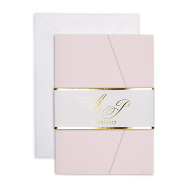 Zaproszenia ślubne kolorowy folder ze złoceniem Pastel Pink