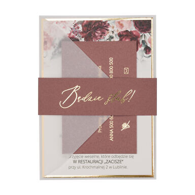 Zaproszenia ślubne Misty w63 rosebud marsala