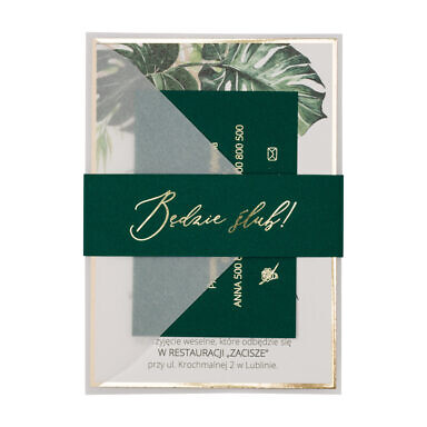 Zaproszenia ślubne Misty w81 english green butelkowa zieleń