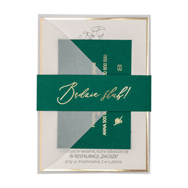 Zaproszenia ślubne Misty w103 english green butelkowa zieleń