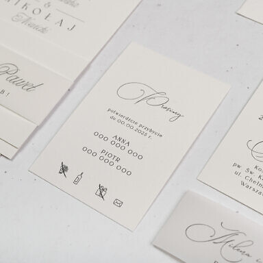 Zaproszenie ślubne w kolorze złamanej bieli z czarnym drukiem