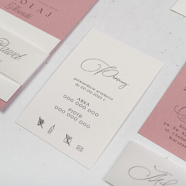 Zaproszenie ślubne z bilecikiem z potwierdzeniem przybycia