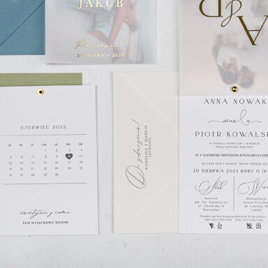 Zaproszenie na ślub i wesele ze złoconą kalką z trzema warstwami
