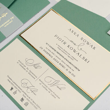Eleganckie zaproszenie ślubne z przezroczystą opaską