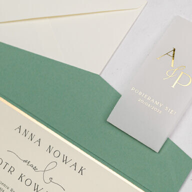 Zaproszenie na ślub i wesele z wklejką i opaską