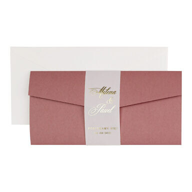 Zaproszenia ślubne Glamour DL Rosebud Marsala