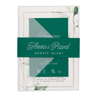 Zaproszenia ślubne Simple w1 english green
