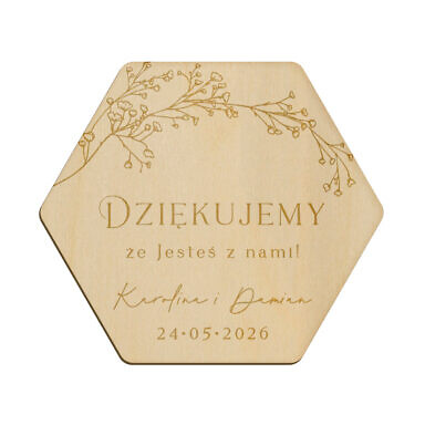 Magnes heksagon z grawerem wzór 1