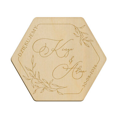 Magnes heksagon z grawerem wzór 16