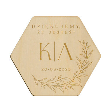 Magnes heksagon z grawerem wzór 19