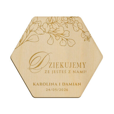 Magnes heksagon z grawerem wzór 2